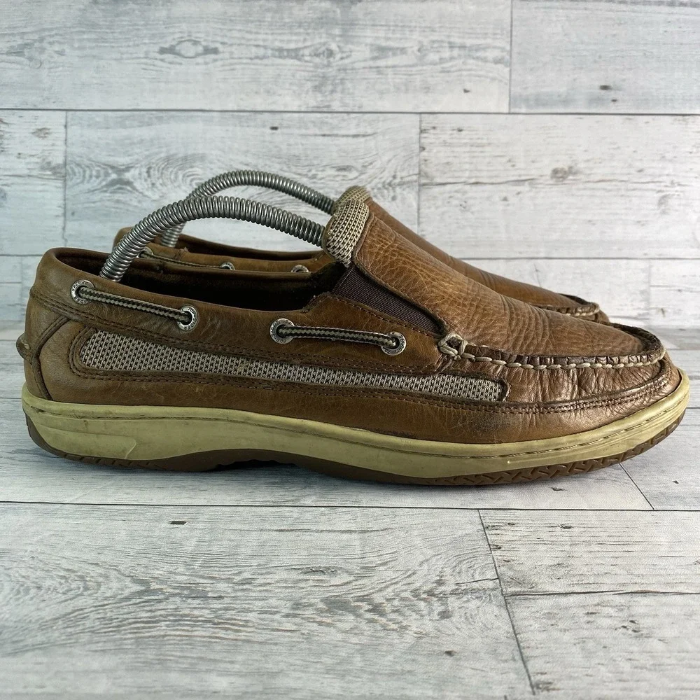 Sperry Shoes Mens 10.5 M Brown Leather Boat Loafer Nautical Preppy Leisure Comfy